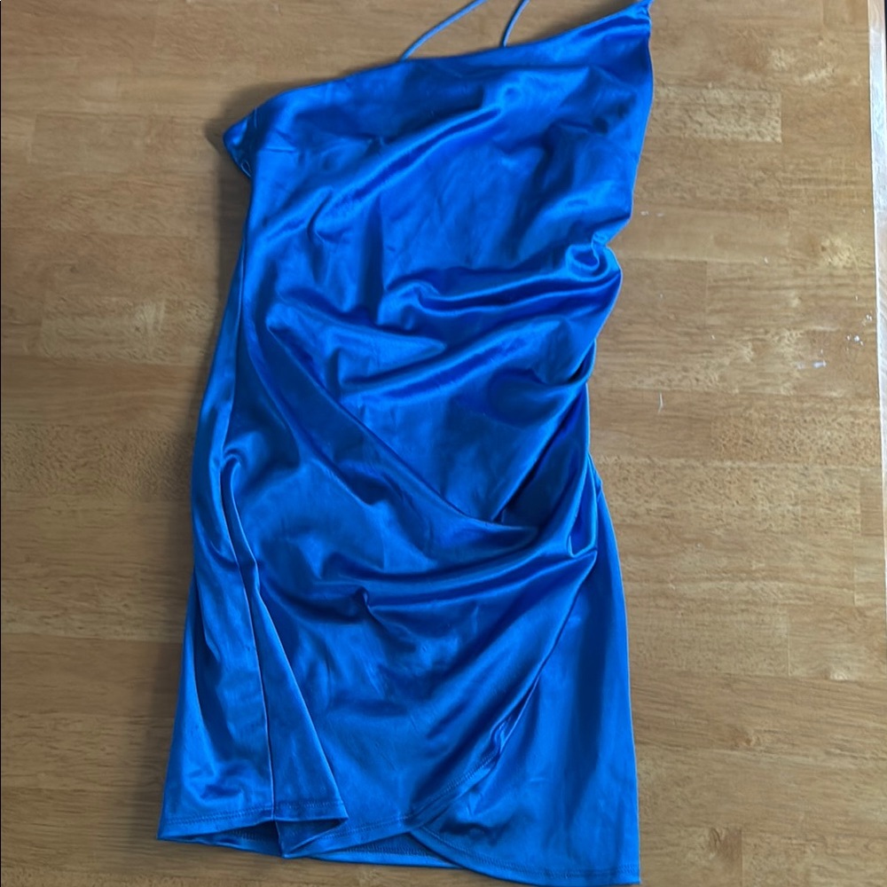 heavily USED Crystal Doll Blue One Shoulder Cocktail Dress